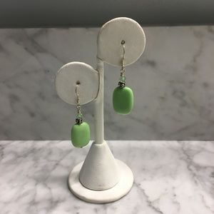 Dyed Turquoise and Swarovski Crystal Earrings